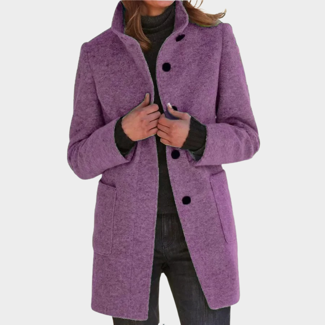 Women Long Sleeve Coat Jacket – Solid Color Single Breasted Outerwear – Classic Tailored Fit – Multiple Colours