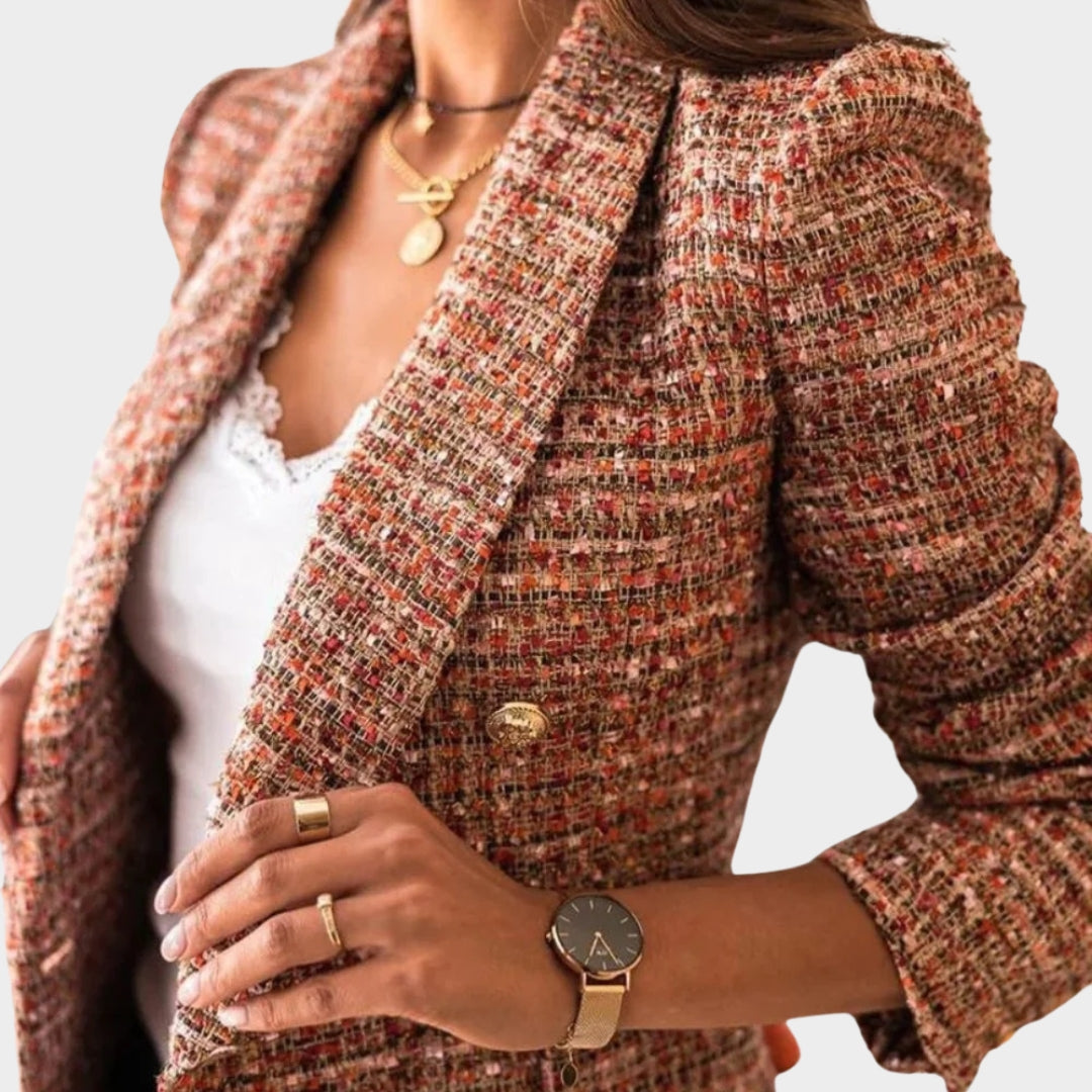 Women Elegant Plaid Blazer – Double Breasted Versatile Business and Casual – Multiple Colours
