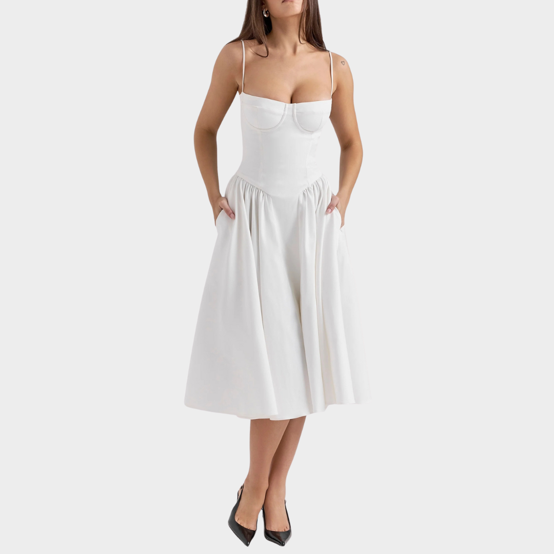 Women’s Long Dress – French Vintage Court Style – Sleeveless Tank Design – Elegant Flowing Fit – Multiple Colours