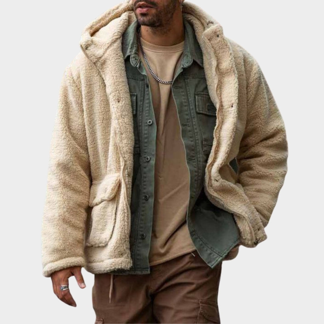 Men's Jacket Solid Color Windbreaker Hoodie - Fall Daily Fashion Coat, Black, Apricot, Khaki