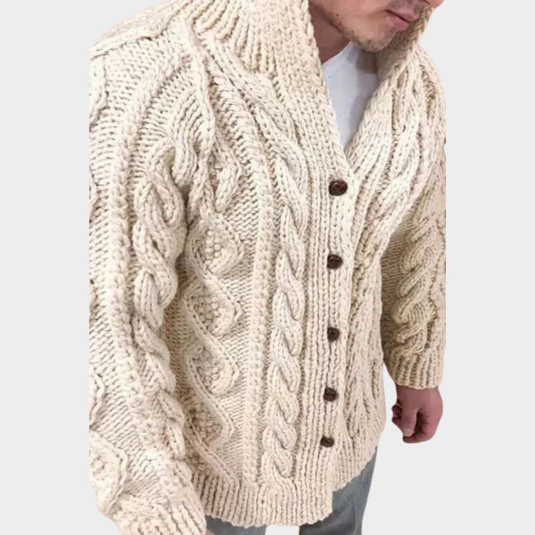 Men's Stand-Up Neck Cardigan – Long Sleeve – Twist Knit – Casual & Stylish – Soft & Warm Sweater – Multiple Colours