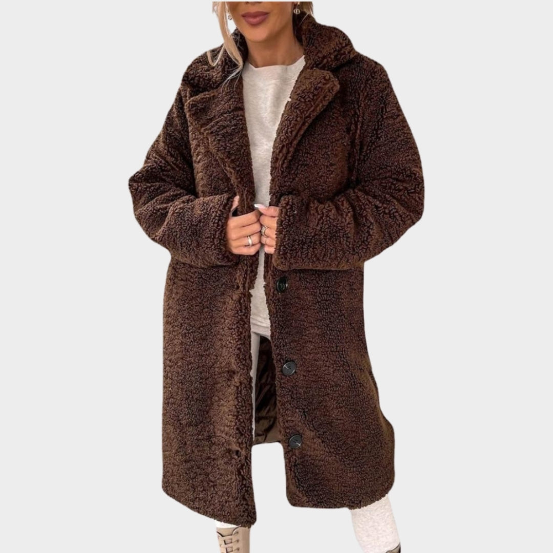 Trendy Women’s Long Teddy Overcoat – Autumn Winter Single-Breasted Trench Coat - Multiple Colours