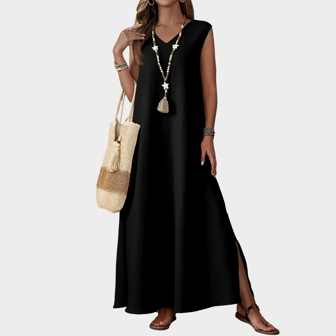 Women Casual Beach Dress – V-Neck – Loose Fit – Tank Top Style – Soft Material – Multiple Colours