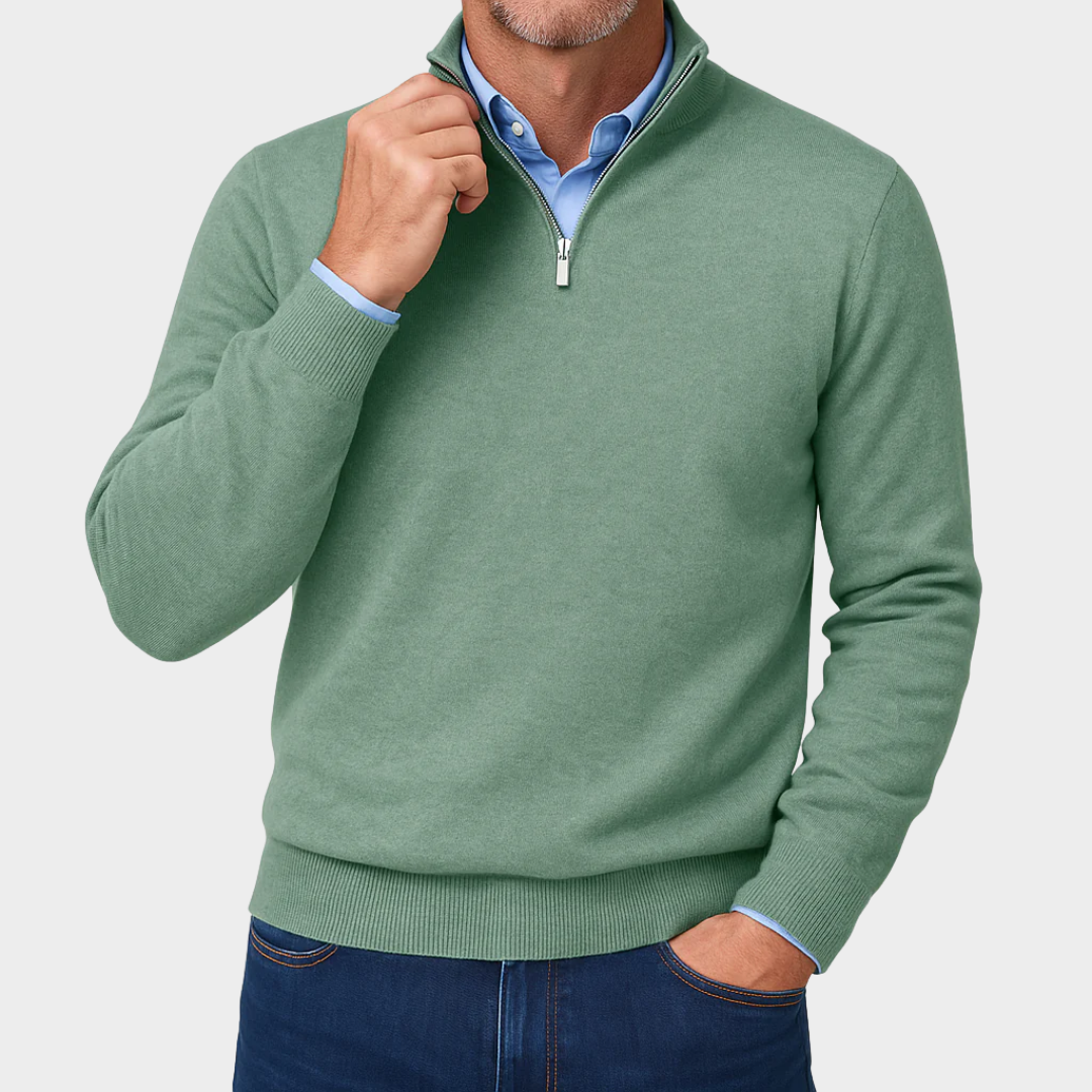 Men Classic Quarter Zip Lightweight Knit Sweater – Slim Fit Breathable Pullover – Soft Knit Texture – Multiple Colours