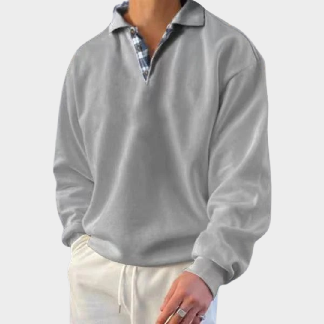 Men’s Plaid Pullover Sweatshirt – Long Sleeve Casual Fit – Soft Cotton Blend – Multiple Colours