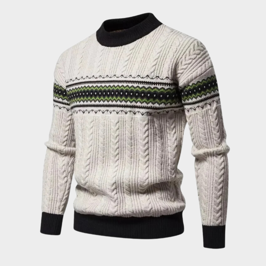 Men's Autumn and Winter Warm Knitted Sweater - Round Neck Casual Design (Black, Grey, White)