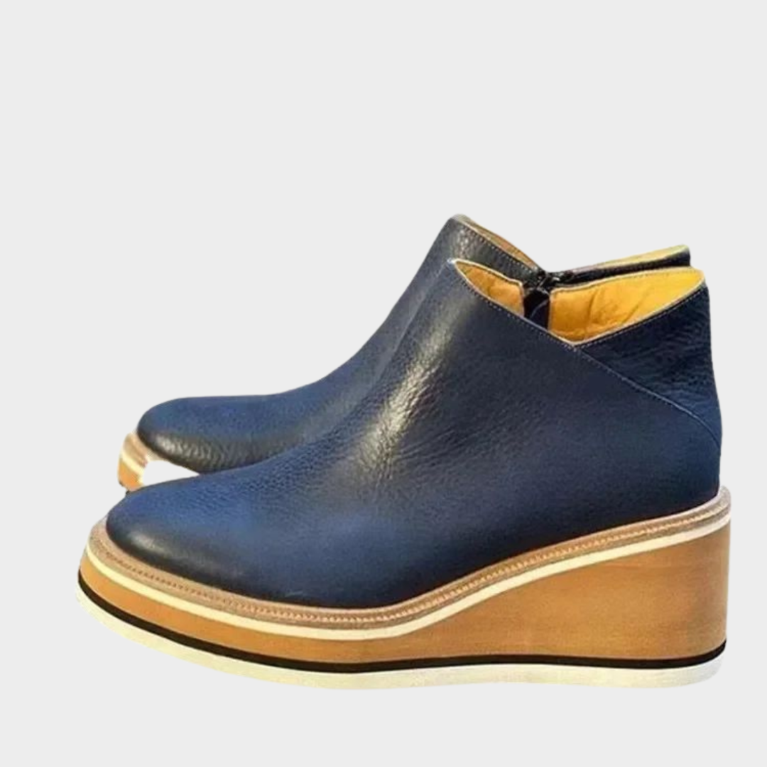 Women's Ankle Boots – Retro Round Toe – Side Zip – Platform Wedge Shoes – Comfortable Fit – Multiple Colours