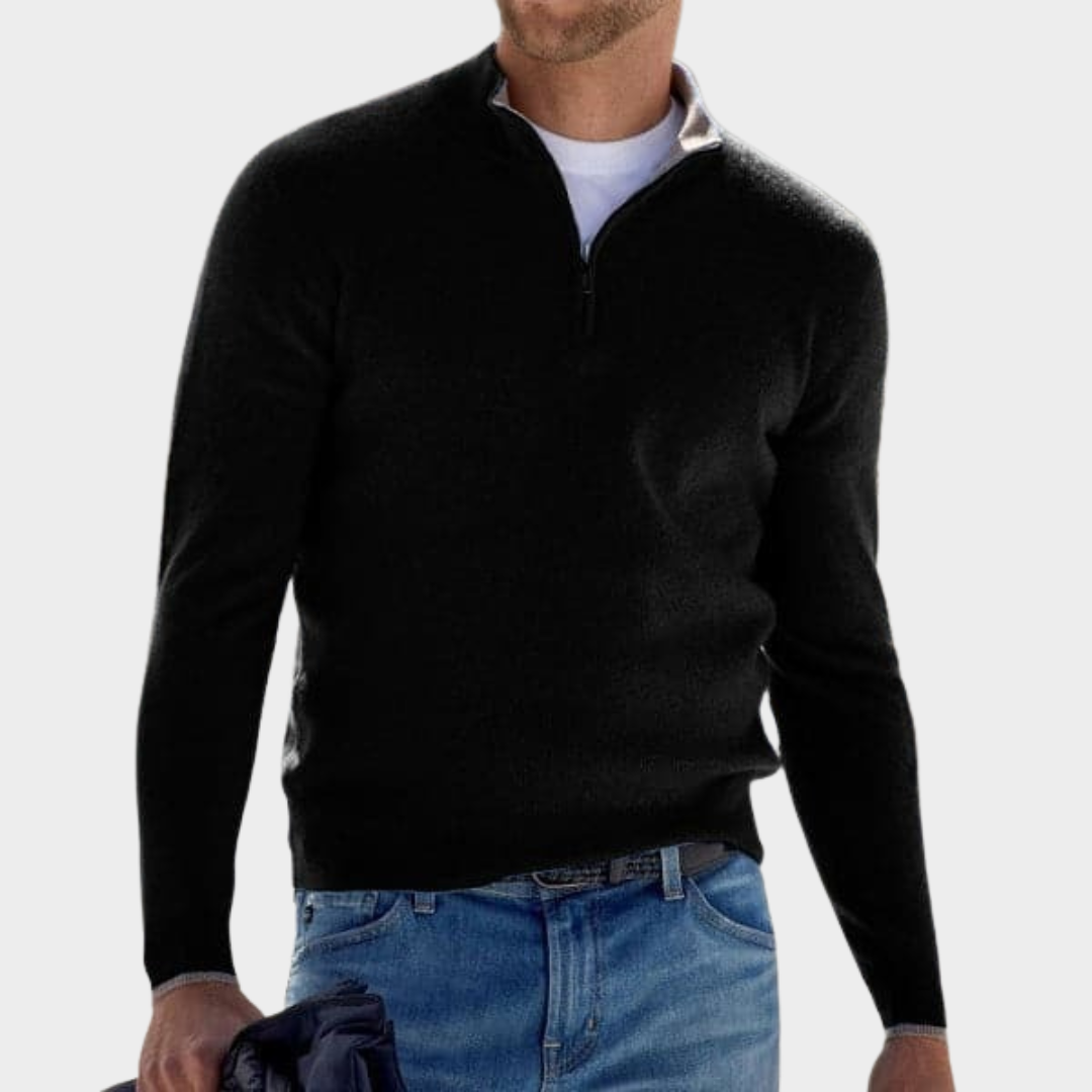 Men's Zip-Up Sweater – Soft Knit Relaxed Fit with Ribbed Cuffs – Comfortable Everyday Layer – Multiple Colours