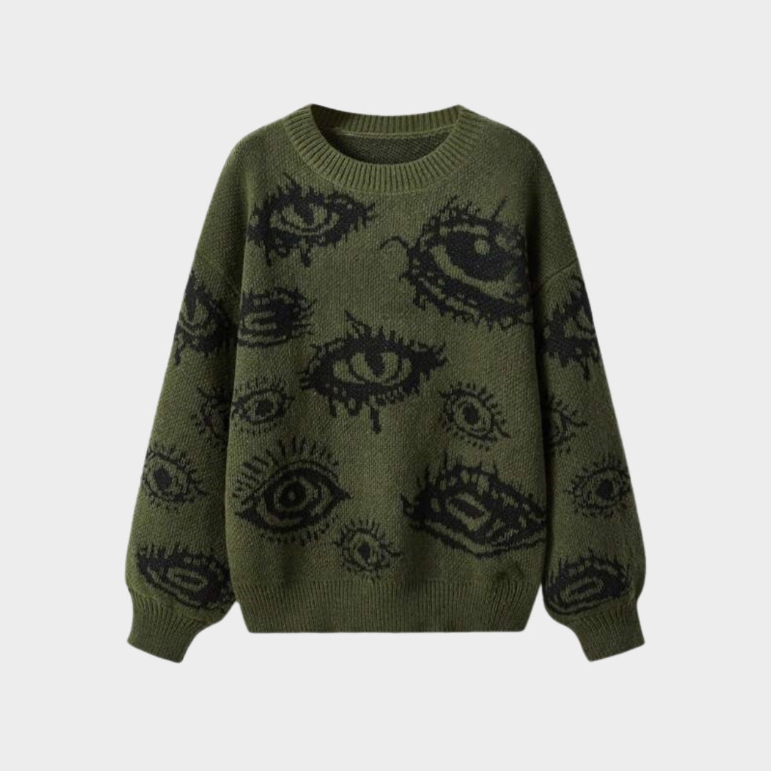 Women's Knitted Sweater - Long Sleeve Pullovers – Vintage Winter Tops in Dark Grey, Green, and More