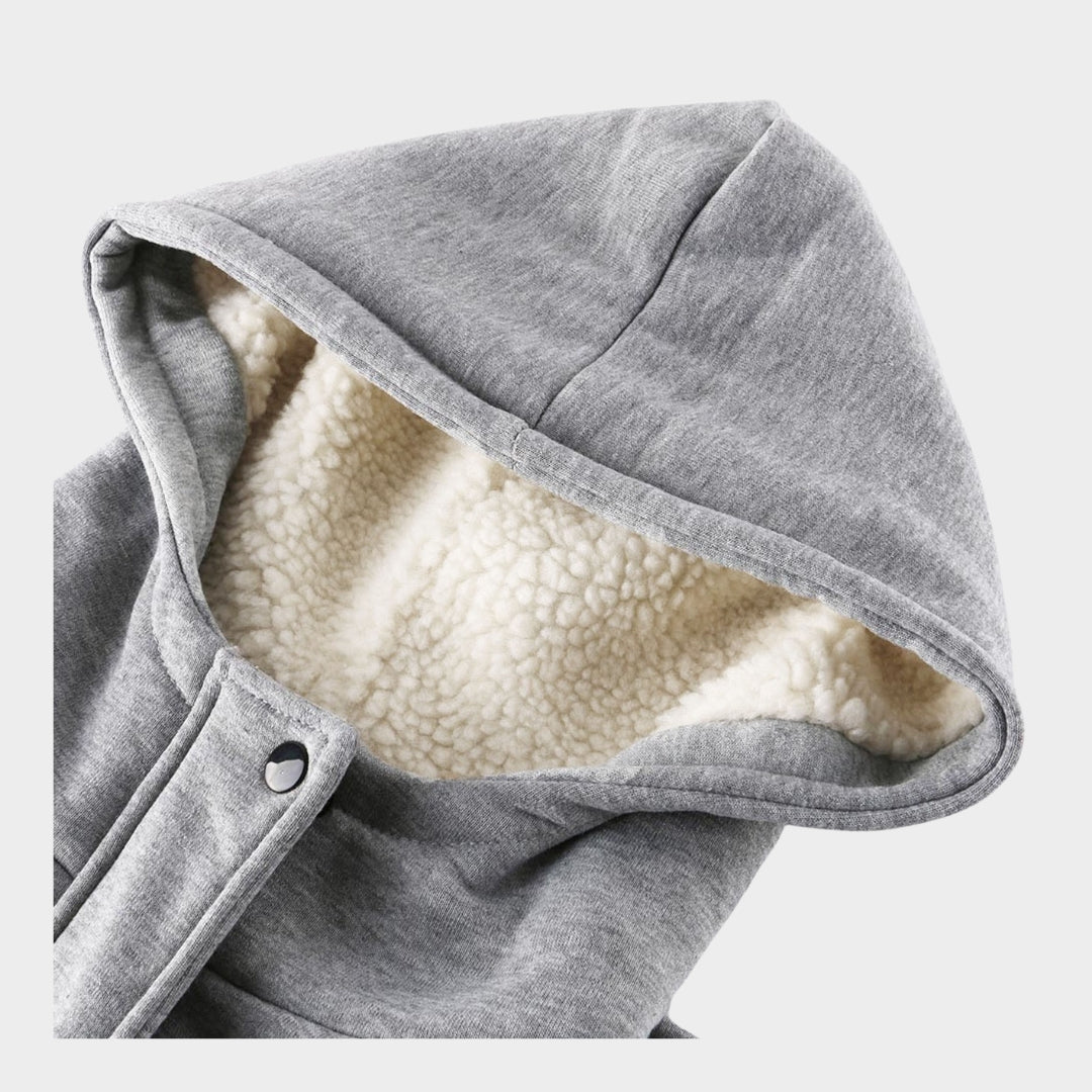 Women Warm Mid Length Hooded Coat – Horn Buckle Long Sleeve Outerwear – Multiple Colours
