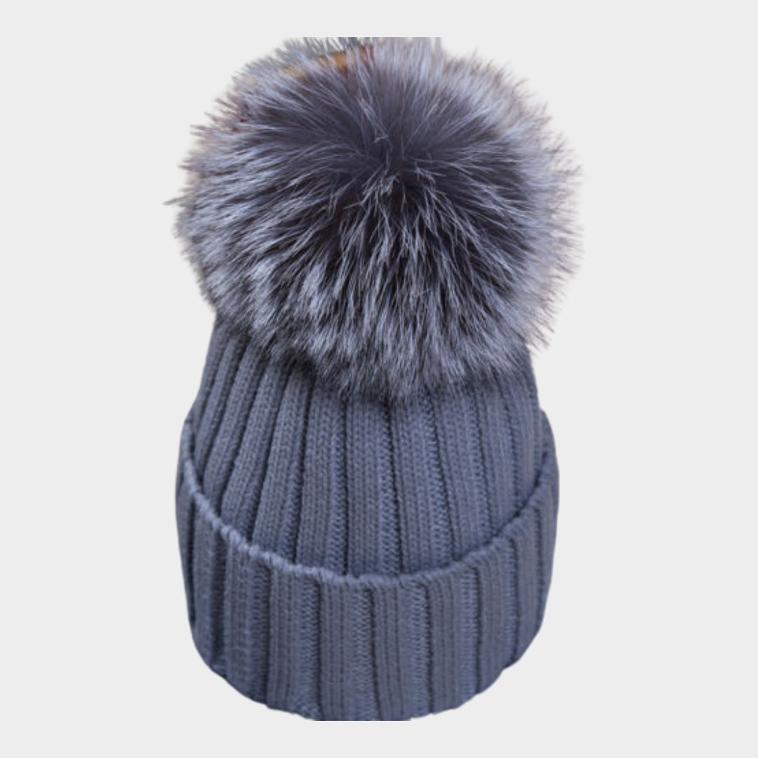 Women’s Warm Winter Beanie – Faux Fur Pom Pom Knit Ski Cap in Multiple Colors