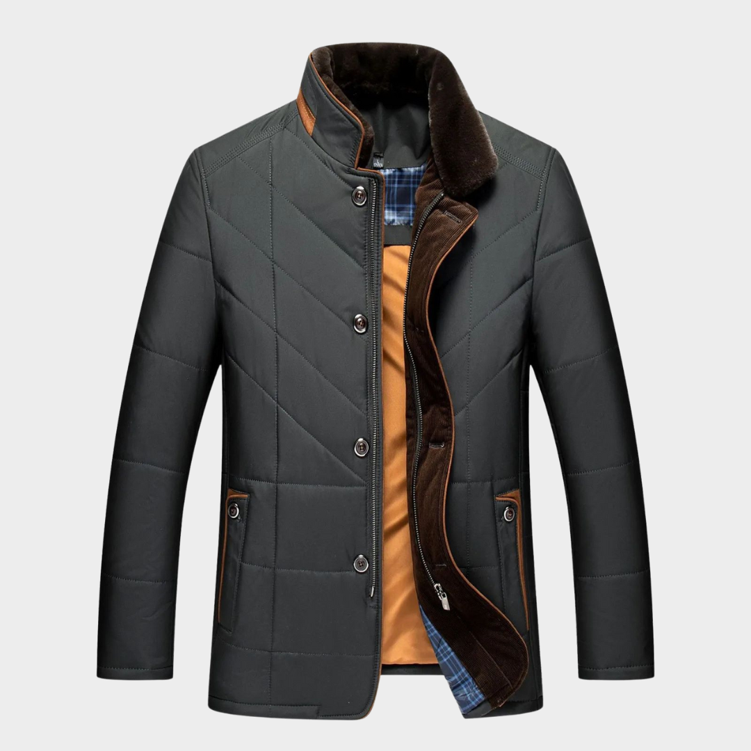Men's Quilted Parka Jacket – Thick Thermal Windbreaker – Warm Hooded Coat – Solid Color – Multiple Colours