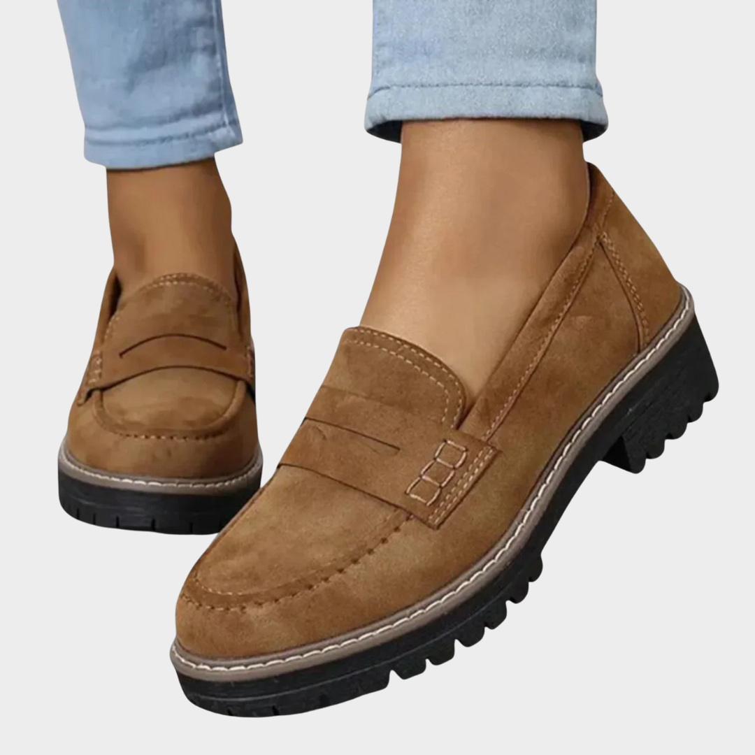 Women Loafers – Sophisticated Chunky Sole Slip On Shoes – Classic Comfortable Fit with Contrast Stitching – Versatile Smart Casual Footwear – Multiple Colours