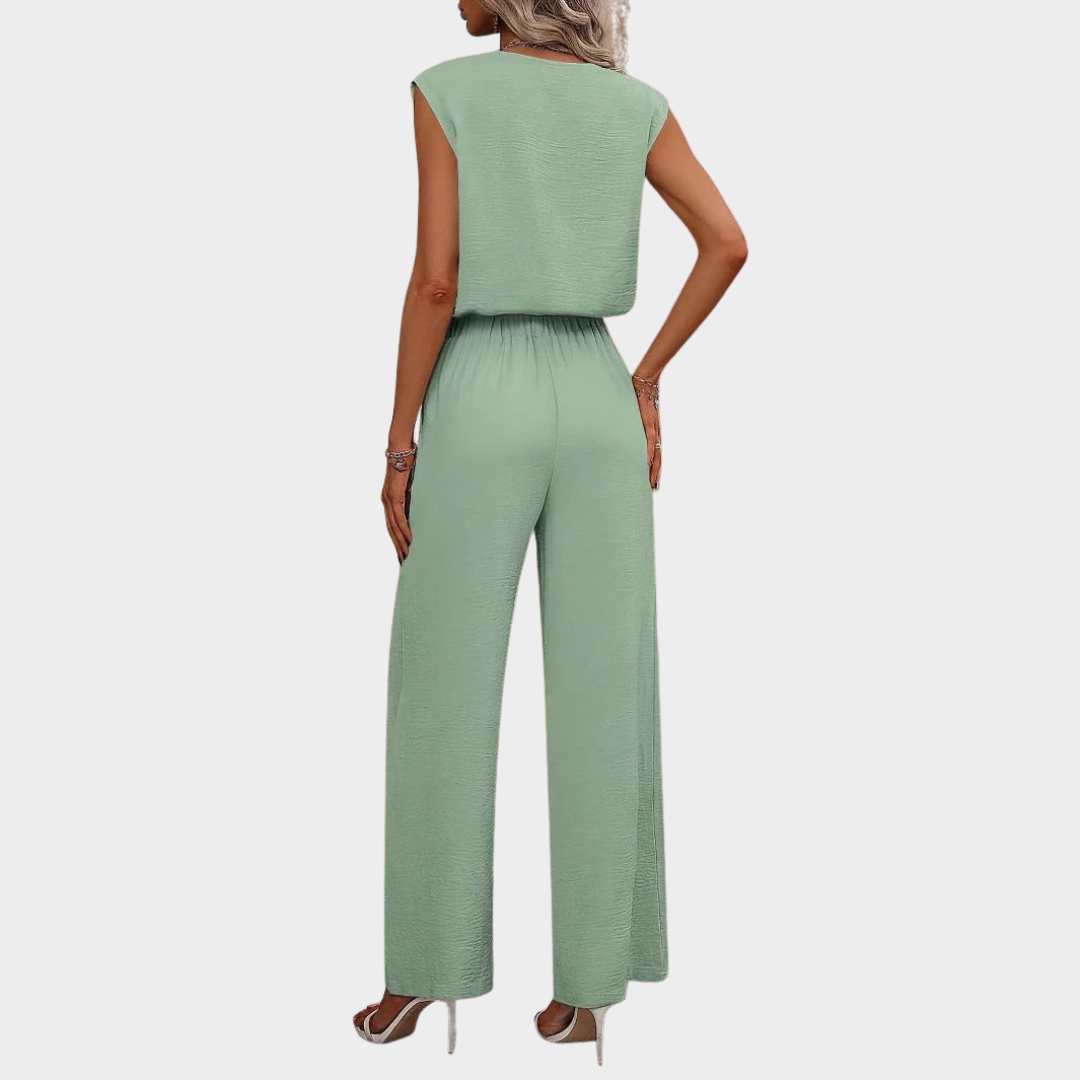 Women’s Two-Piece Set – Sleeveless Top and Trousers – Relaxed Fit – Adjustable Waist – Lightweight Material – Multiple Colours