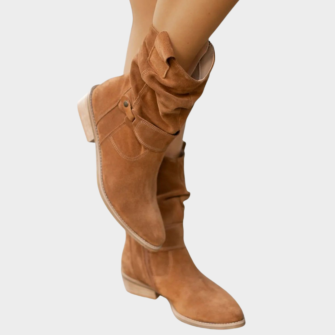 Women's Suede Ankle Boots – Retro Mid-Calf Design – Soft Rubber Sole – Comfortable Fit – Multiple Colours