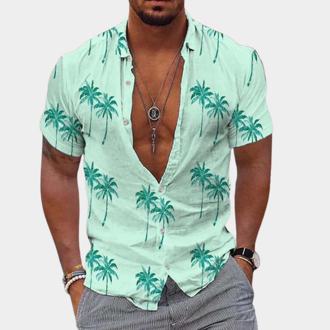 Men’s Hawaiian Shirt – Short Sleeve – Casual Cotton – Tropical Print – Multiple Colours