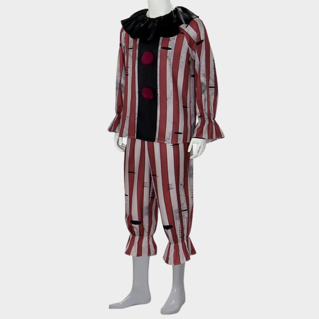 Evil Clown Halloween Costume – Unisex Bloodstain Cosplay Outfit Inspired by Art the Clown – Horror Role Play Party Uniform – Red