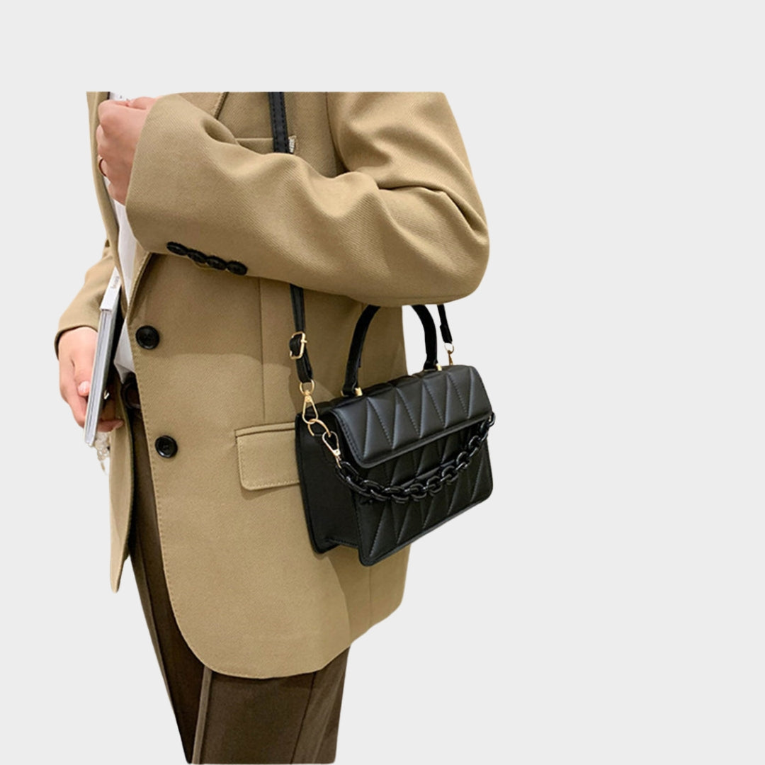Fashion Checkered Women’s Shoulder Bag - Chain Crossbody Small Flap Top Handbag in Black, Brown, and More