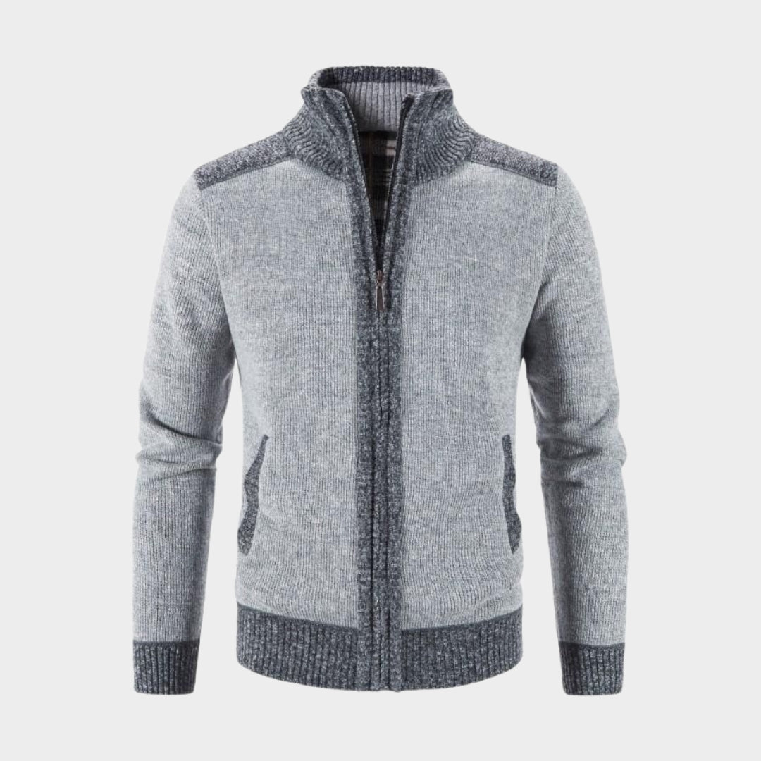 New Winter Men's Patchwork Coat - Knitted Cardigan, Long Sleeve, Slim Fit, Warm Zipper Outerwear, Blue, Coffee, Grey, Dark Grey