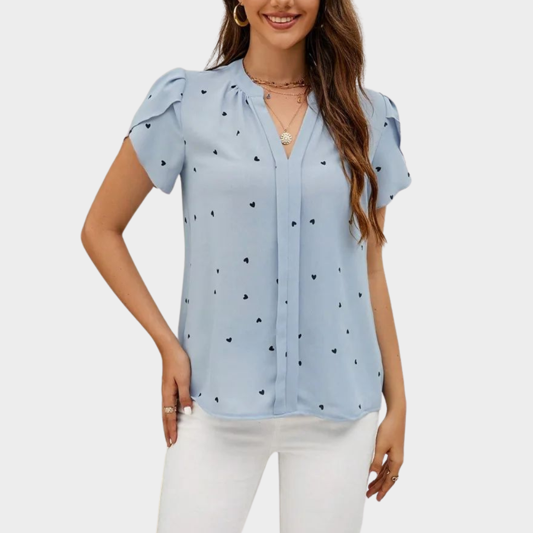 Women's V-Neck Blouse – Elegant Shirt – Stylish Button-Up – Lightweight Fabric – Multiple Colours