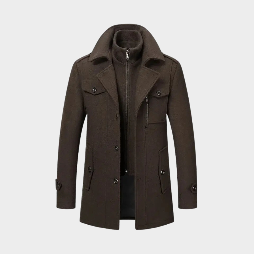 Men's Autumn/Winter Business Woolen Overcoat – Double Collar - Anti-Cold Nestle Jacket -
