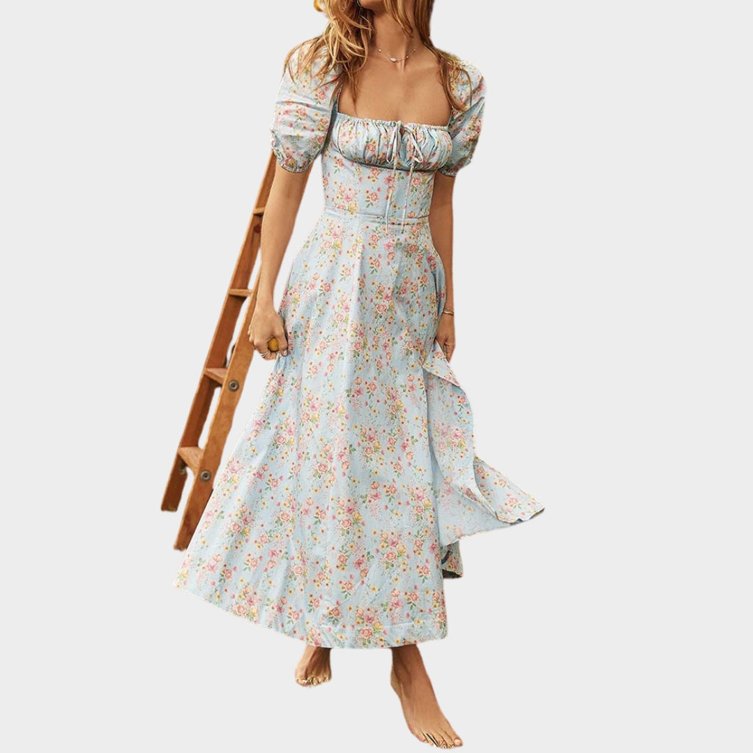 Women’s Floral Print A-Line Maxi Dress – Spring/Summer Chic Party - Long Dresses
