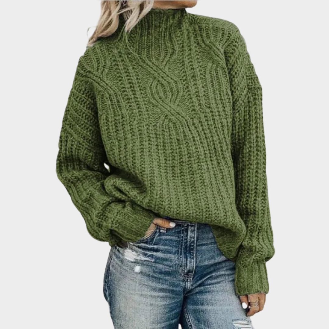 Women's Turtleneck Sweater – Twist Knitted Pullover – Warm Soft Knitwear – Classic Fit – Multiple Colours