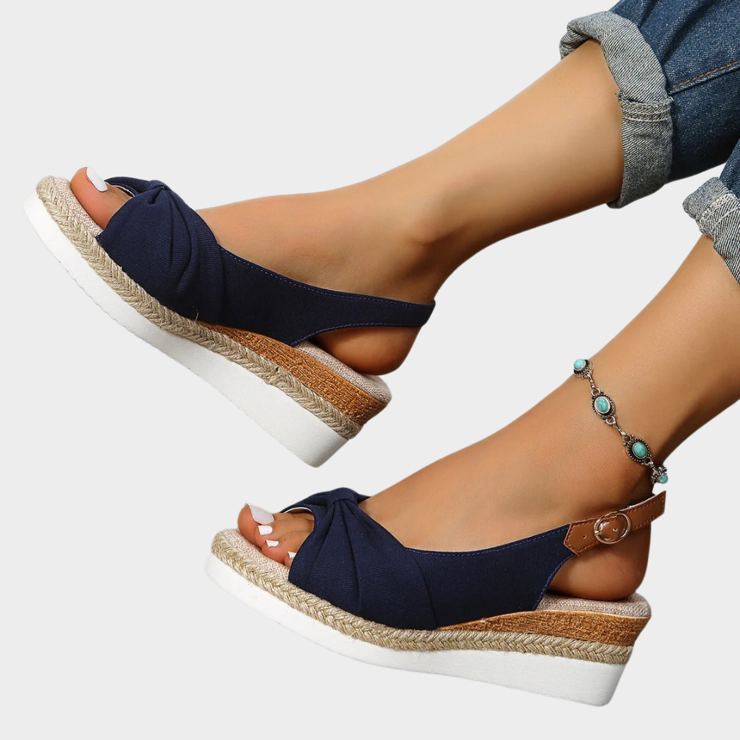 Women’s Wedge Platform Sandals – Open Toe Casual Faux Leather Upper – Soft Cushioned Sole – Multiple Colours