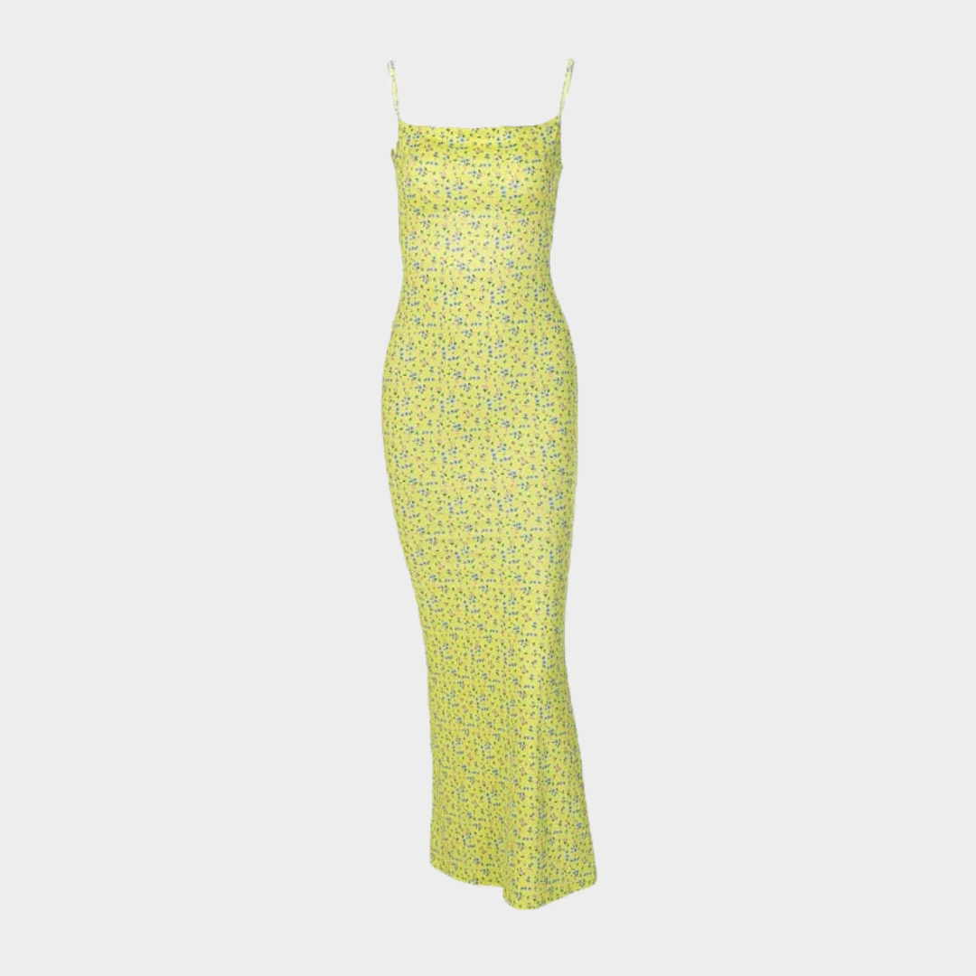 Women’s Floral Spaghetti Strap Bodycon Dress – Deep V Neck Long Style with Backless Fit – Lightweight Fabric – Multiple Colours