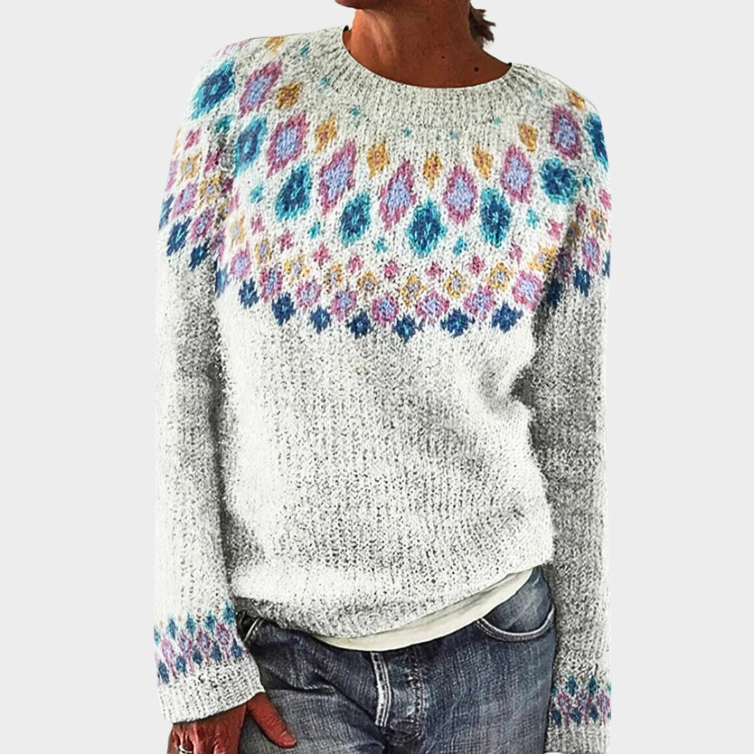 Women - Wool Sweater - Round Neck - Printed Knitwear - Soft & Warm - Multiple Colours