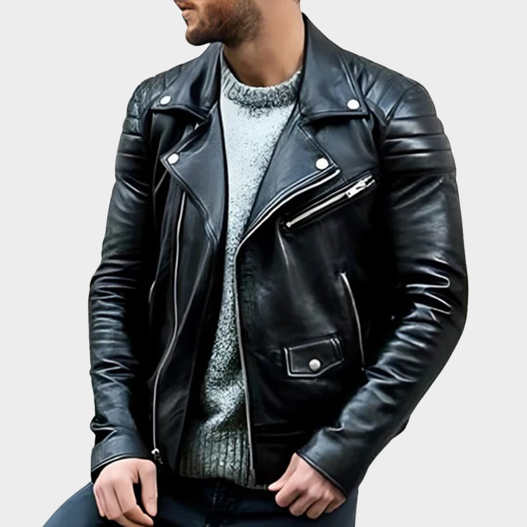 Men's PU Leather Jacket – Stand Collar Biker Coat – Zipper Front Motorcycle Style – Multiple Colours