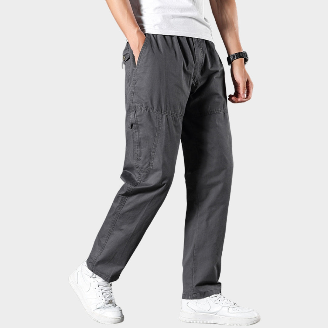 Men's Cargo Joggers - Elastic Waist - Multi-Pocket Design - Casual & Durable Work Trousers