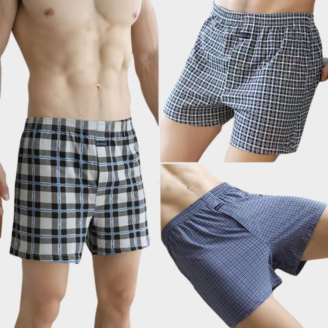 Men's High-Waist Cotton Boxer Shorts - Loose Fit - Breathable Pajama Pants - Soft & Comfortable - Multiple Colours
