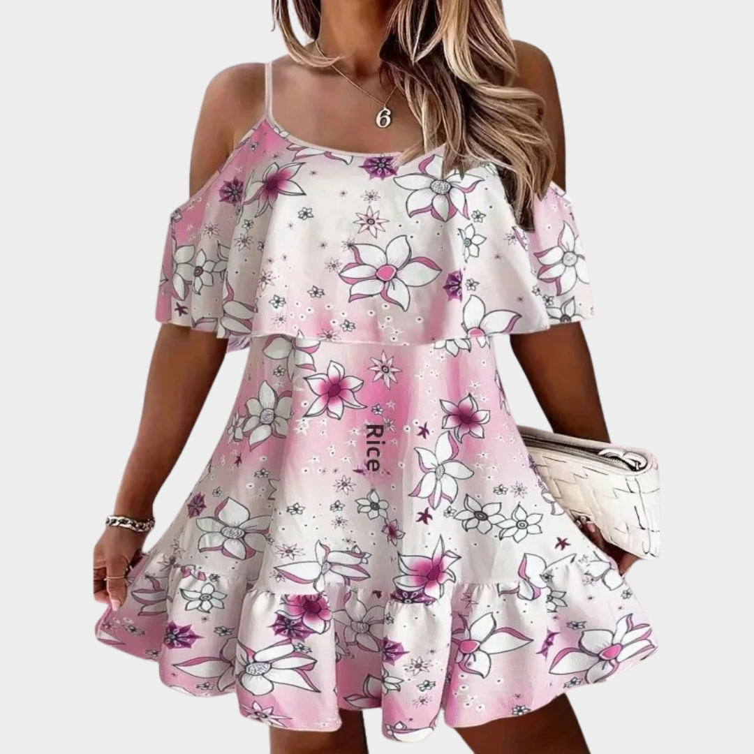 Women Floral Print Dress – Sleeveless Tank Style – Decorative Pleats – Lightweight Fabric – Elegant Fit – Multiple Colours