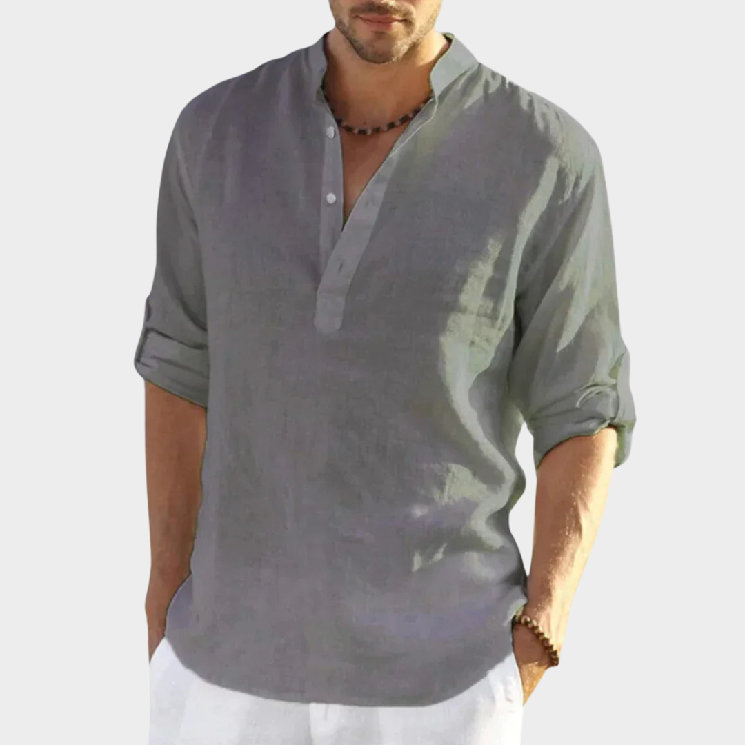 Men's Long Sleeve Linen Shirt – Smart Casual – Lightweight & Breathable – Multiple Colours