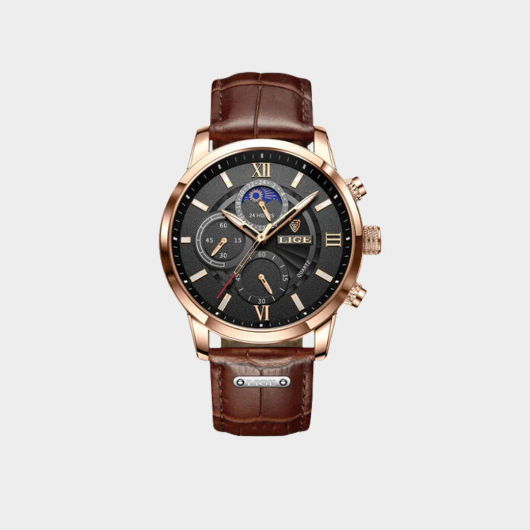 Lugano Classic Watch for Men – Waterproof Design, Brown/White, Brown/Black, Full Black
