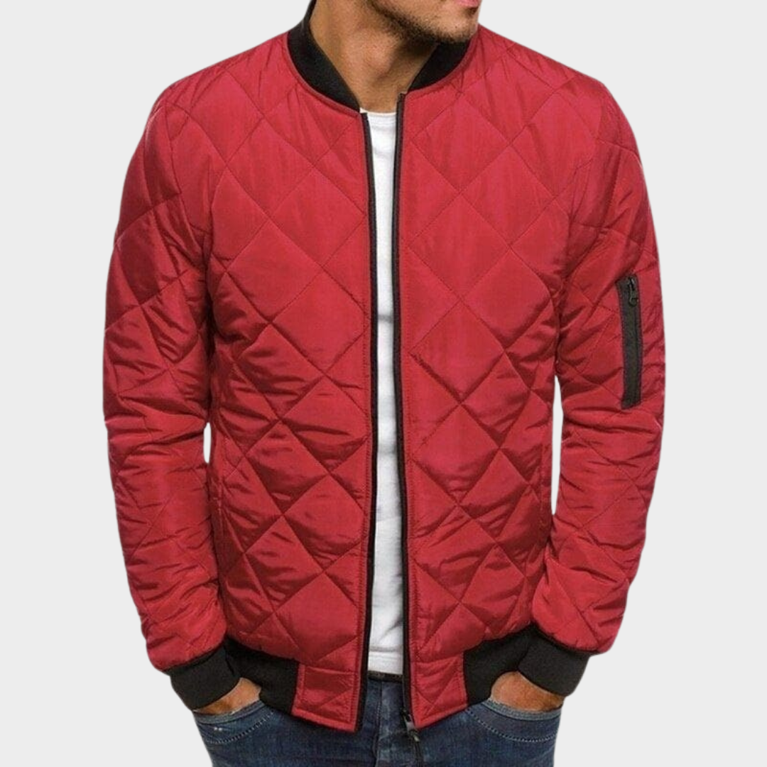 Men's Loose Fit Cotton Jacket – Solid Colour Coat with Argyll Padded Design – Warm Comfortable Outerwear – Multiple Colours