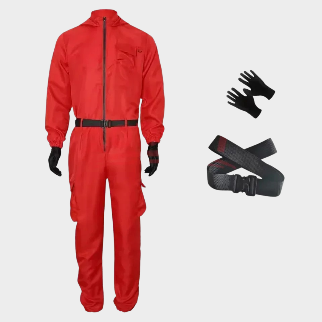 Squid Game Guard Halloween Costume – Unisex Cosplay Jumpsuit with Mask Options for Adults & Teens – Hooded Overall Outfit – Multiple Colours