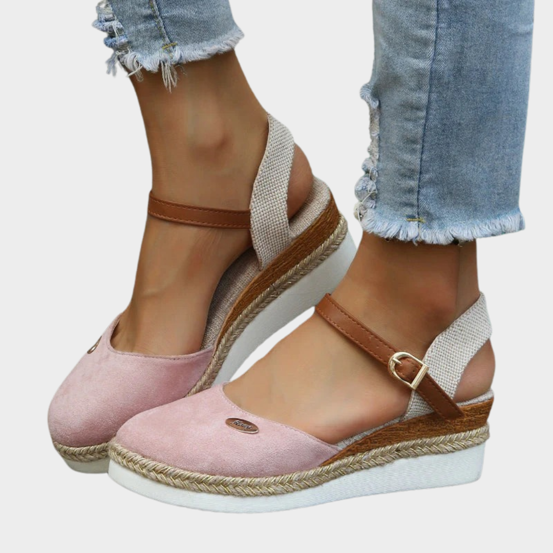 Women’s Closed-Toe Wedge Sandals – Espadrille Platform Fit with Buckle Strap and Gladiator Style – Lightweight Comfortable Design – Multiple Colours