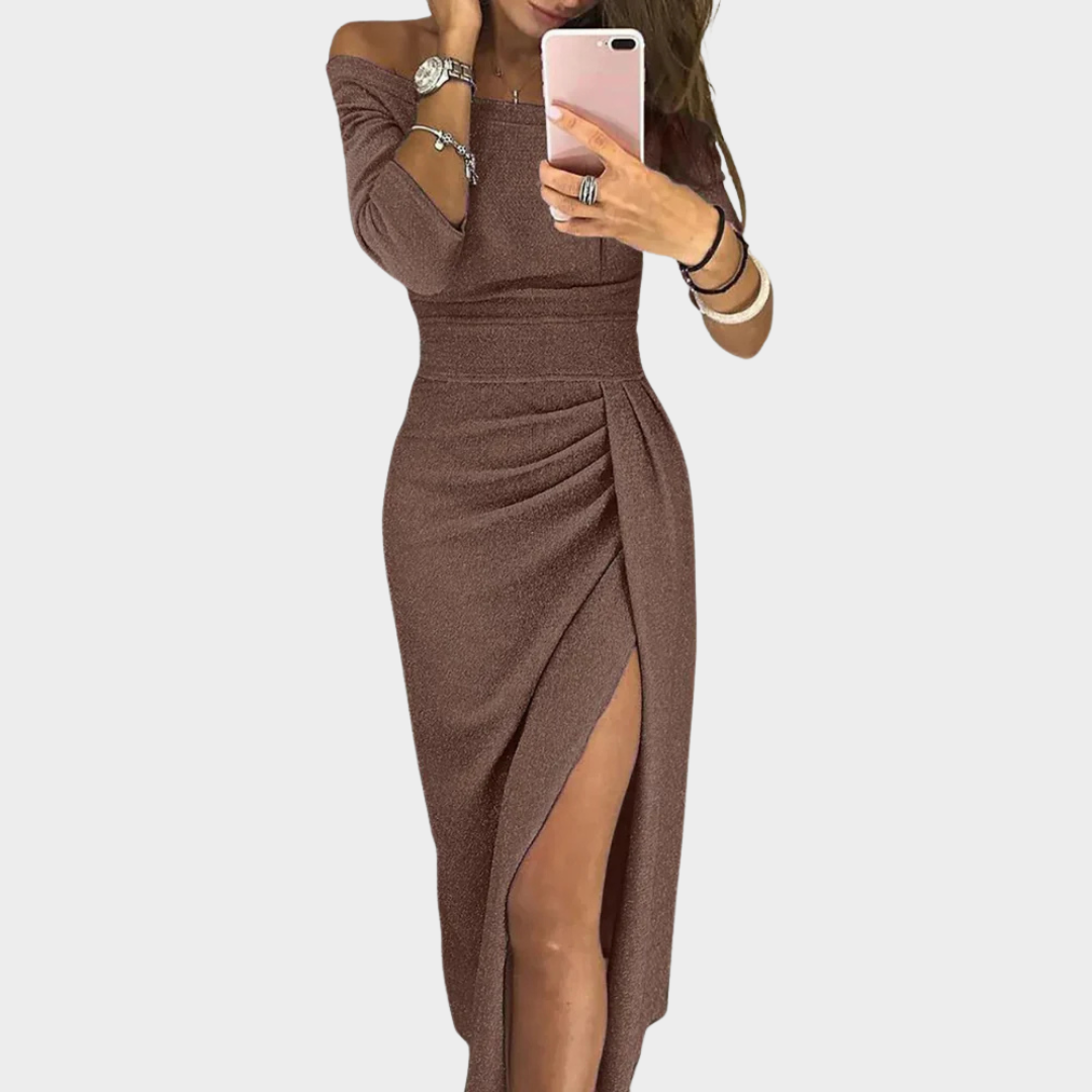 Women's Off-Shoulder Long Dress – Elegant High Waist – Evening Party Clubwear – Flowy Fit – Multiple Colours