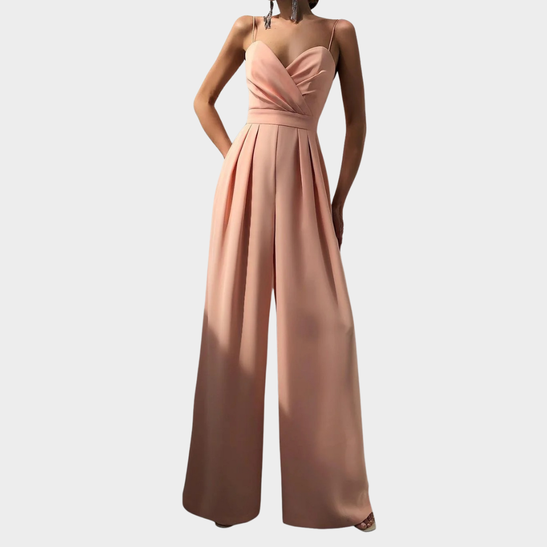 Women Sleeveless High Waist Jumpsuit – Slim Fit – V Neck – Wide Leg Long Pants – Lightweight Soft Fabric – Multiple Colours
