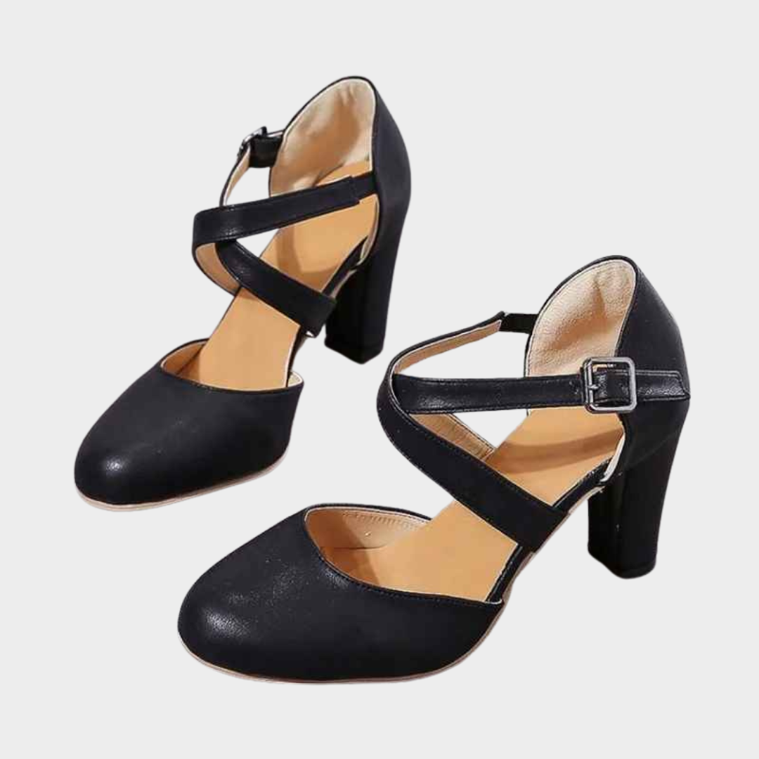 Women's High Heel Pumps - Retro Ankle Strap Sandals - Belt Buckle Design - Multiple Colours