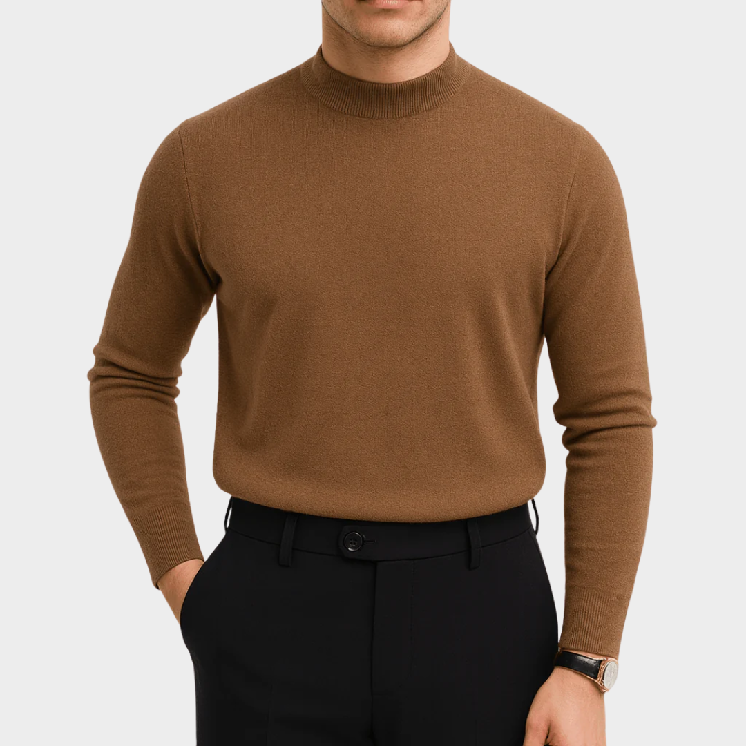 Men’s Slim Knit Wool Sweater – Tailored Fit Pullover with Solid Pattern and Warm High-Quality Wool – Multiple Colours