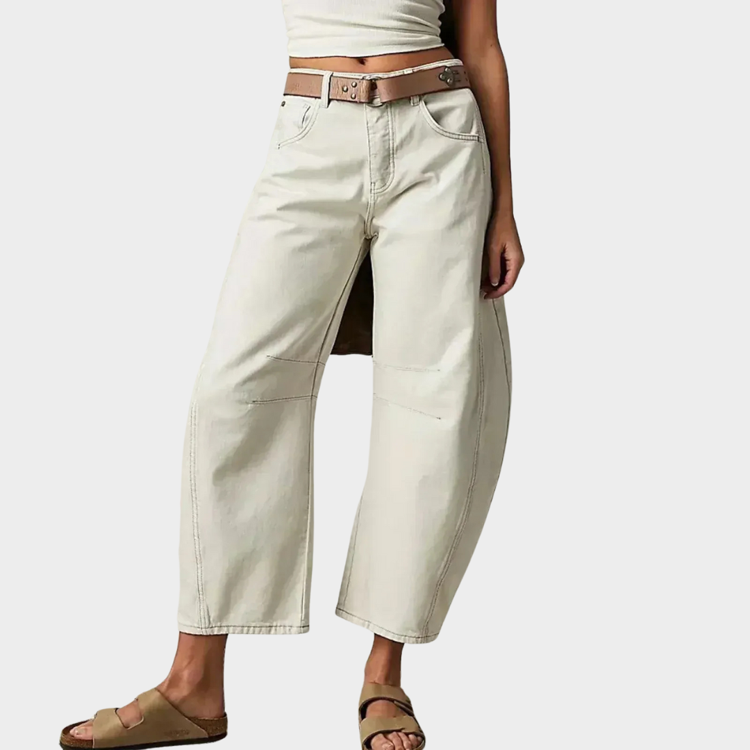 Women’s Wide Leg Jeans – Retro Girlfriend Style with High Hop Pockets – Button Zipper Closure – Comfortable Fit – Multiple Colours