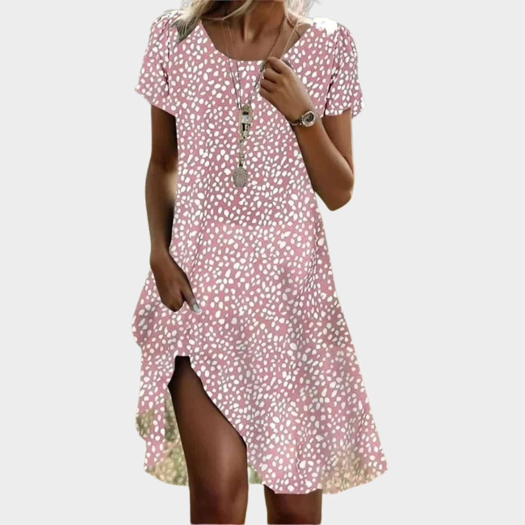 Women’s Medium-Length Dress – Ethnic Style – Relaxed Fit – Round Neck – Lightweight Material – Multiple Colours