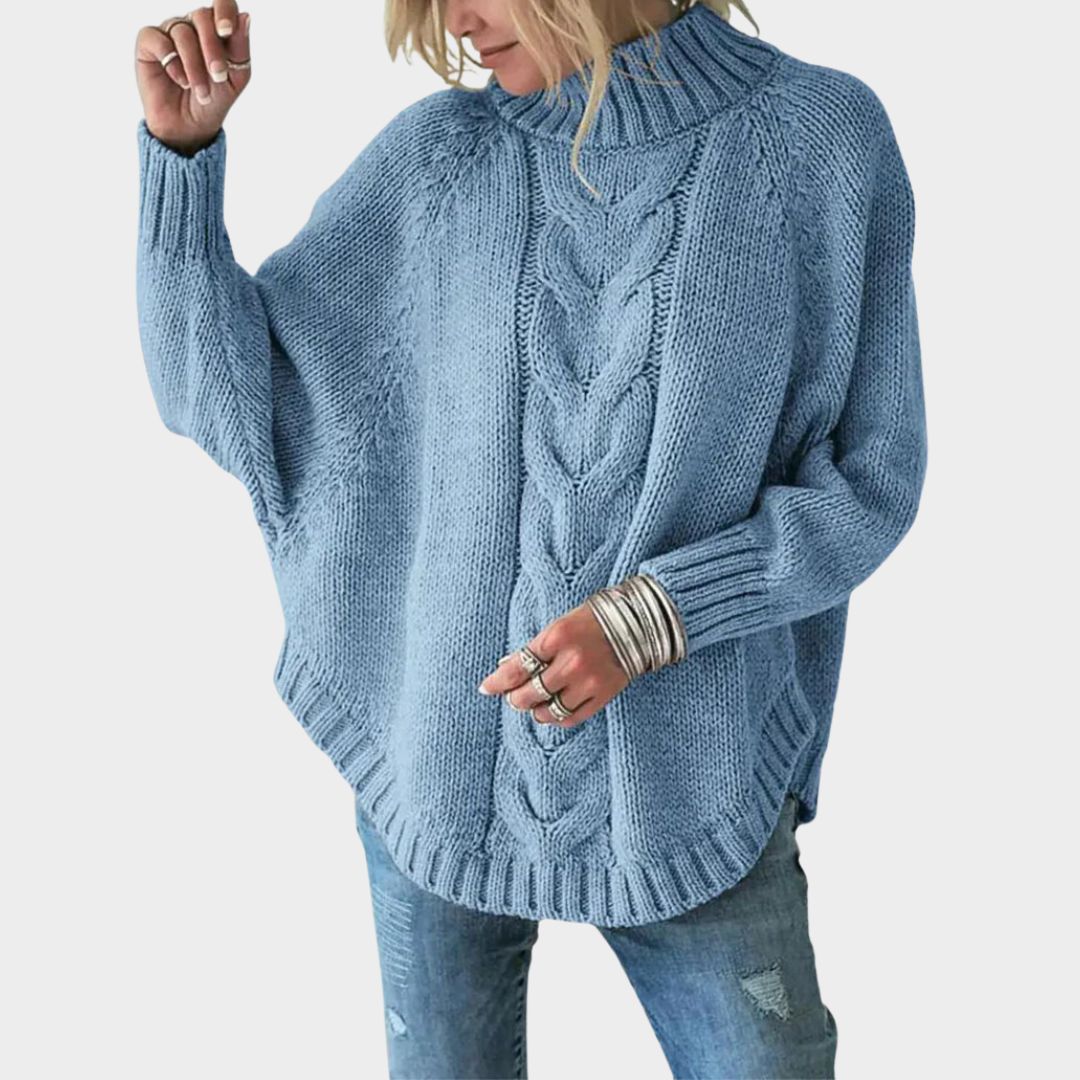 Women's Batwing Sleeve Sweater - Turtleneck - Knit Poncho - Warm & Stylish - Multiple Colours