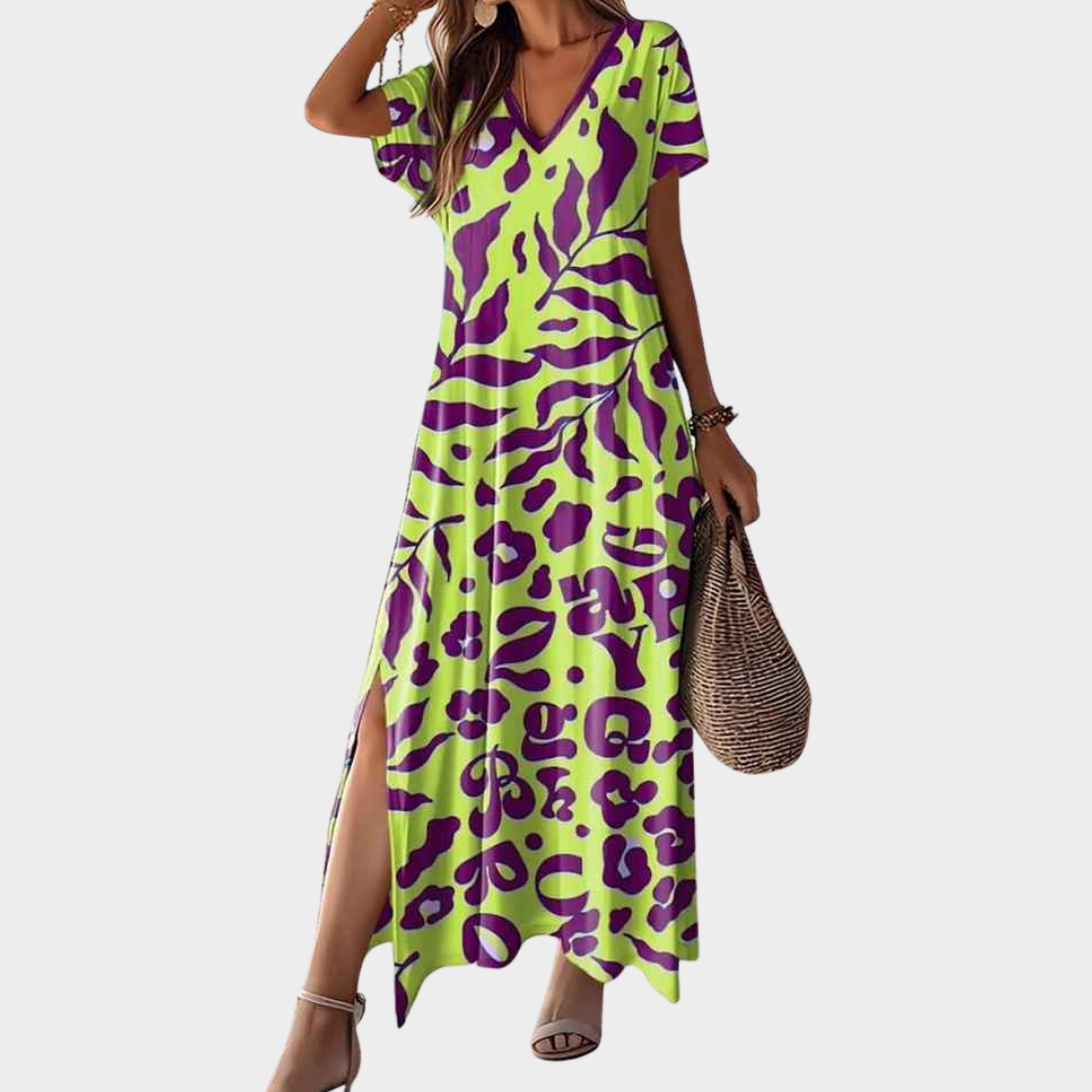 Women's Long Dress – Relaxed Fit with Hawaii-Inspired Printed Style – Multiple Colours