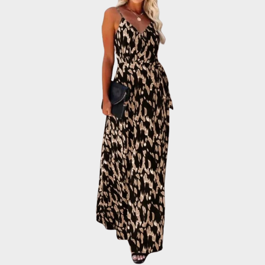 Women Printed Long Dress – Side Slit – Round Neck – Lightweight Fabric – Multiple Colours
