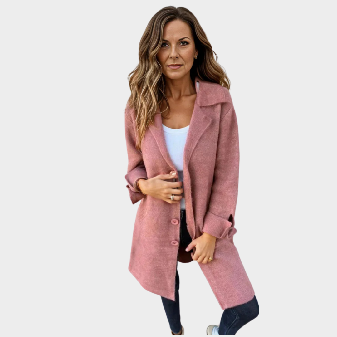 Women’s Long Lapel Coat – Fall Winter Vintage Single-Breasted Outerwear, Multiple Colors