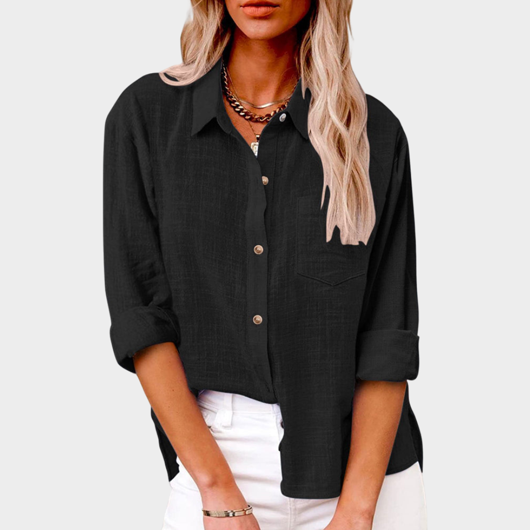 Women's Long Sleeve Cotton Linen Blouse – Relaxed Fit – Breathable & Stylish – Multiple Colours